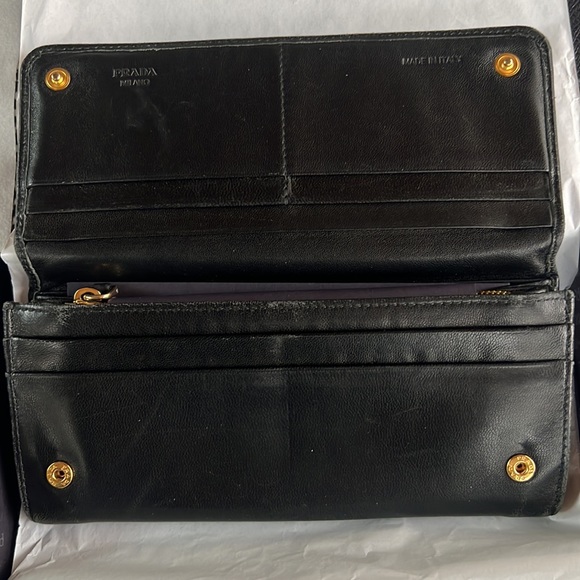 PRADA BUNDLE Nero Wallet Box Dust Cloth Ribbon Authenticity Card Envelope - Picture 7 of 11